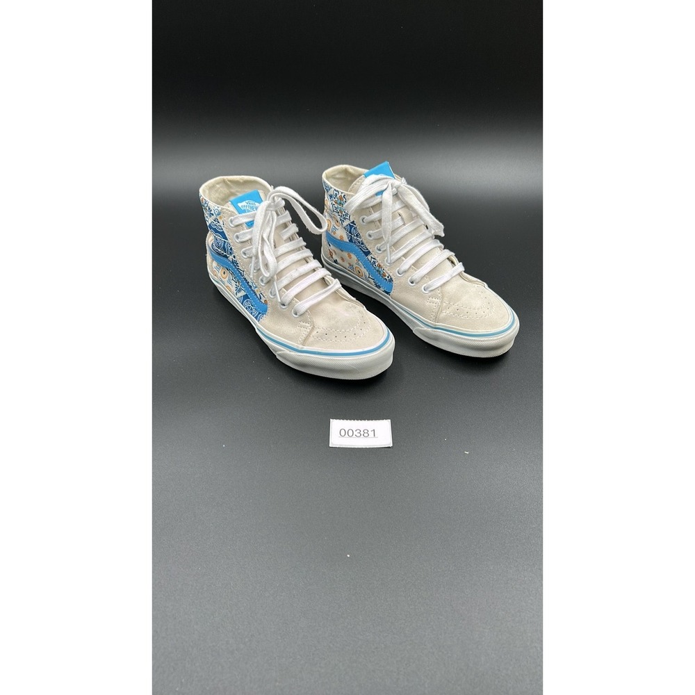 Vans Sk8-Hi Paisley Floral High-Top Sneakers Womens 7.5 Mens 6 Cream Blue